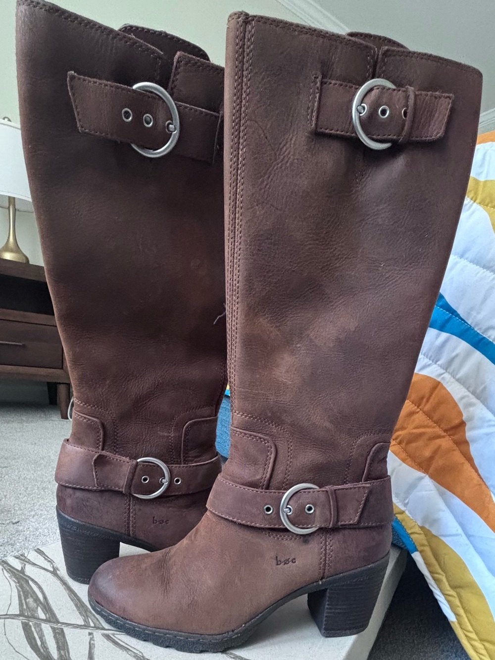 boc Brown Leather Heeled Knee Boots